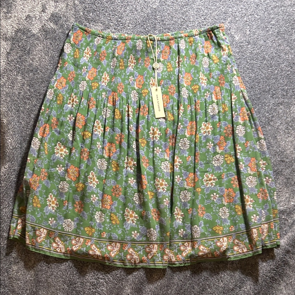 NWT Max Studio Green Floral Skirt